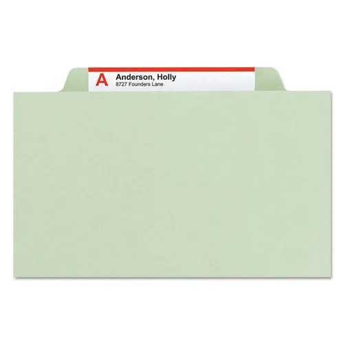 100% Recycled Pressboard Classification Folders, 3 Dividers, Letter Size, Gray-green, 10-box