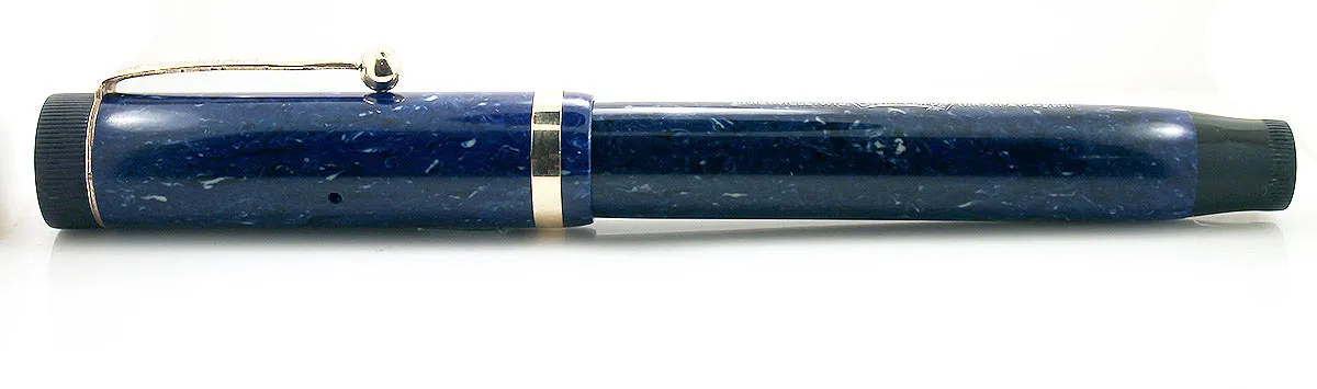 1927 PARKER DUOFOLD SENIOR BLUE LAPIS FOUNTAIN PEN IN RESTORED CONDITION WITH CRISP IMPRINT