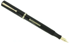 1930 WATERMAN #5 BLACK CELLULOID RED KEYHOLE F-BB NIB FOUNTAIN PEN RESTORED