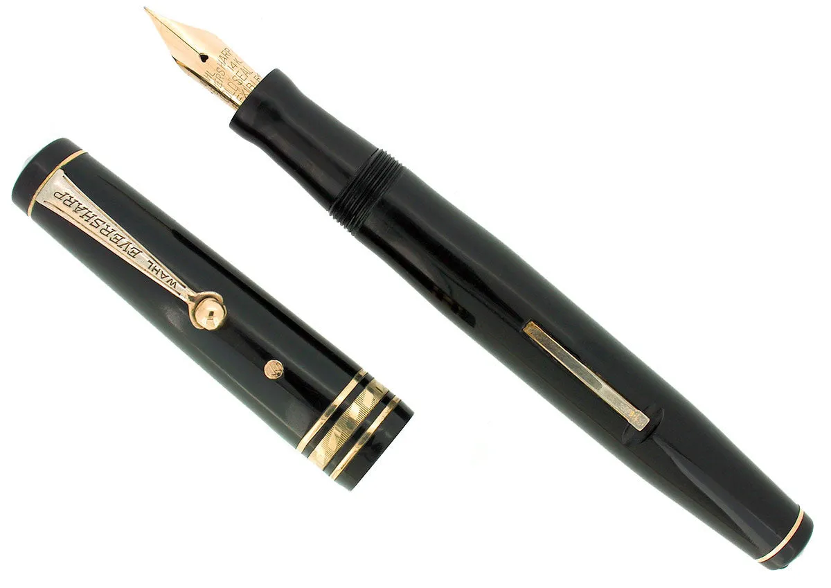 1932 WAHL EVERSHARP EQUIPOISED GOLD SEAL OVERSIZE DECOBAND FOUNTAIN PEN RESTORED