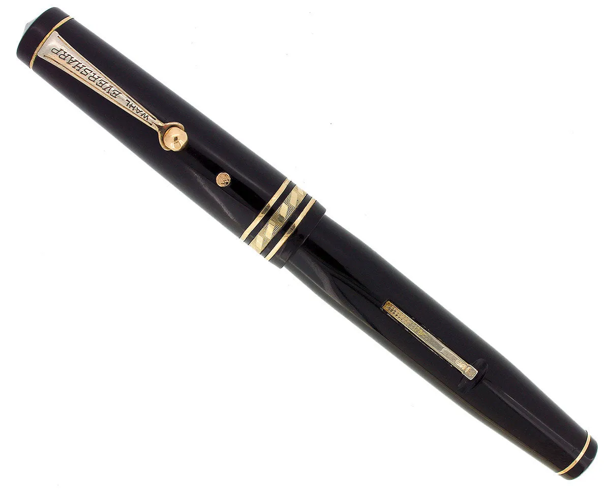 1932 WAHL EVERSHARP EQUIPOISED GOLD SEAL OVERSIZE DECOBAND FOUNTAIN PEN RESTORED