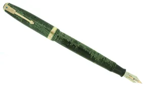 1939 PARKER EMERALD PEARL VACUMATIC DOUBLE JEWEL LONG MAJOR FOUNTAIN PEN RESTORED