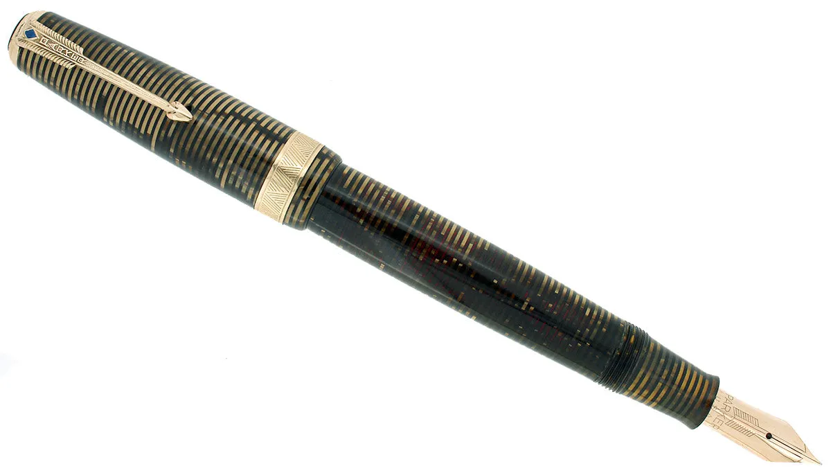 1939 PARKER GOLDEN PEARL SENIOR MAXIMA VACUMATIC DJ FOUNTAIN PEN NEAR MINT RESTORED