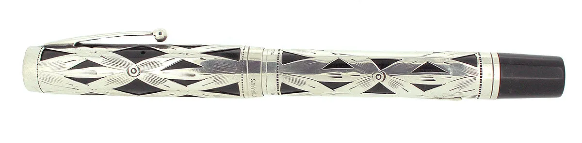 1939 WATERMAN 403 STERLING BASKETWEAVE FOUNTAIN PEN F - BBB FLEX NIB RESTORED