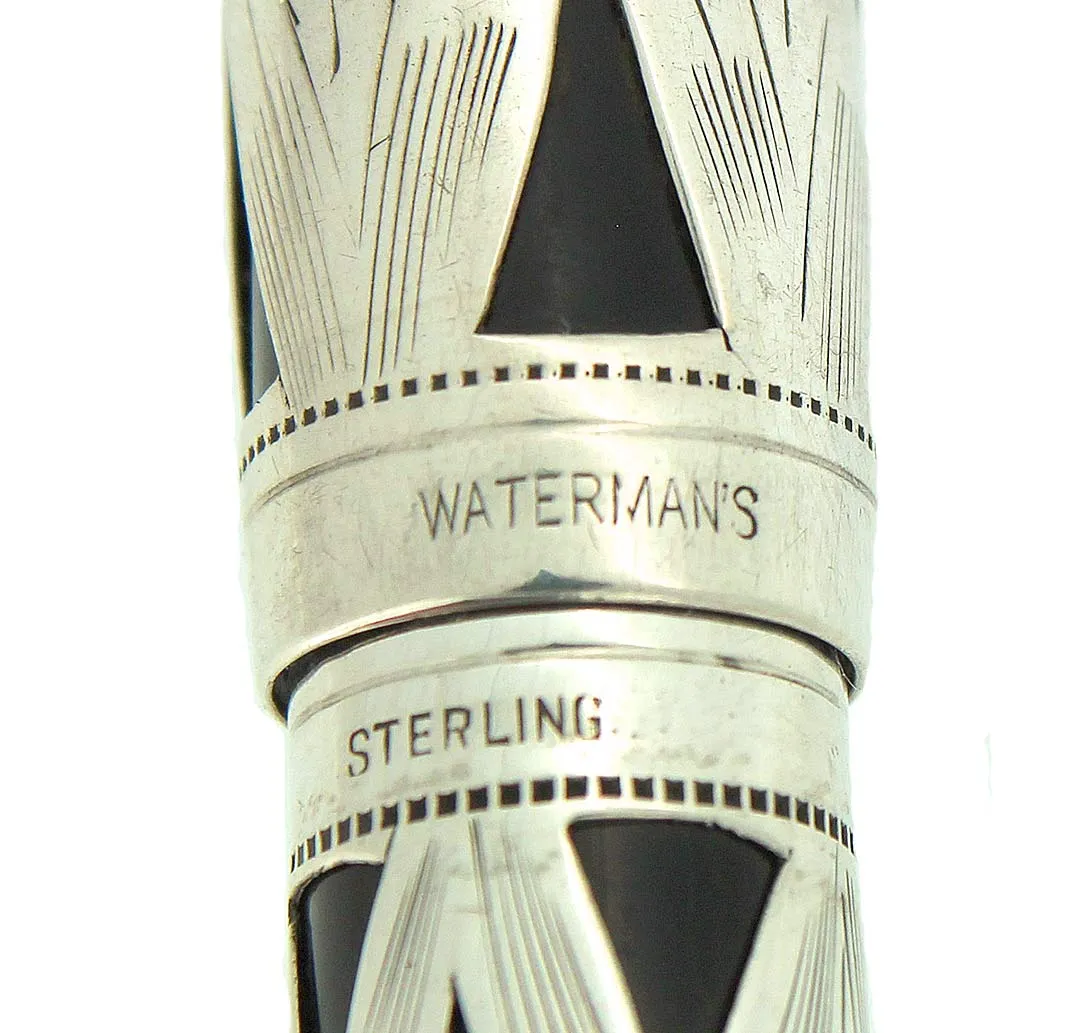 1939 WATERMAN 403 STERLING BASKETWEAVE FOUNTAIN PEN F - BBB FLEX NIB RESTORED