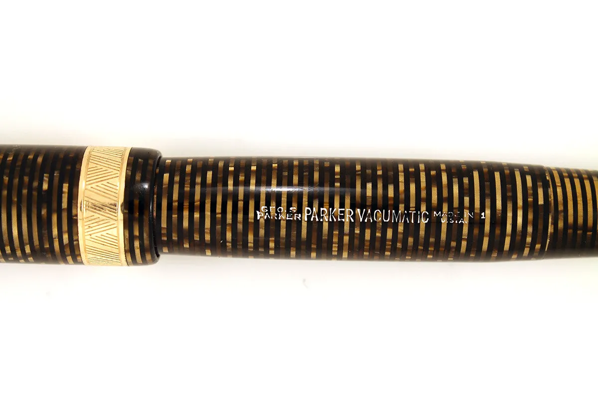 1941 PARKER GOLDEN PEARL SENIOR MAXIMA VACUMATIC WITH F to BBB  2.81MM FLEXIBLE NIB IN RESTORED CONDITION