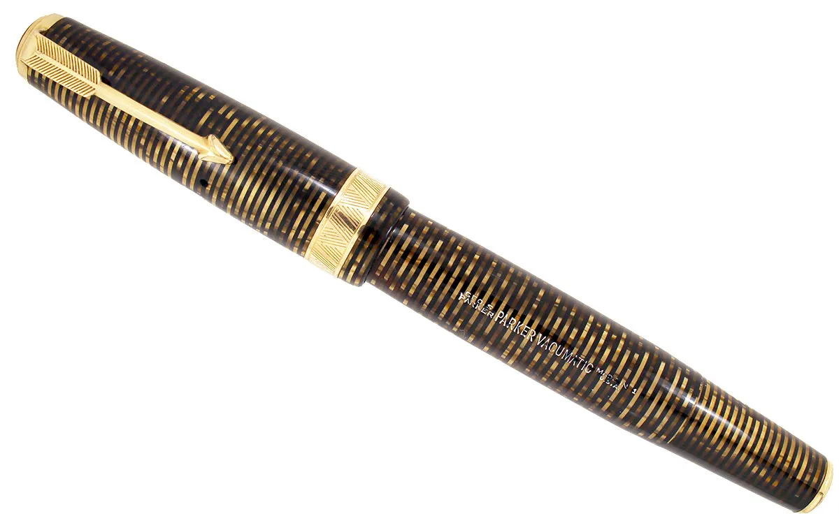 1941 PARKER GOLDEN PEARL SENIOR MAXIMA VACUMATIC WITH F to BBB  2.81MM FLEXIBLE NIB IN RESTORED CONDITION