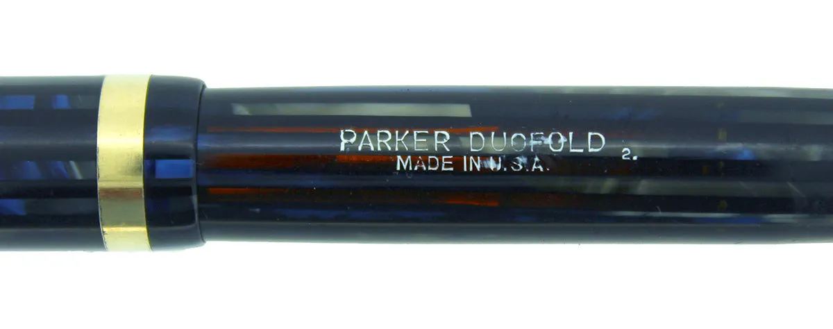 1942 PARKER BLUE GRAY DUOFOLD FOUNTAIN PEN STANDARD SIZE RESTORED