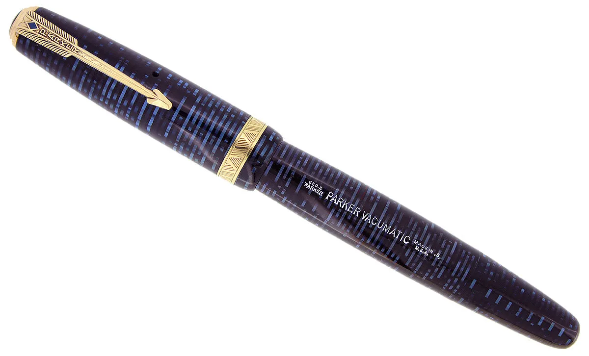 1945 PARKER AZURE PEARL VACUMATIC MAJOR FOUNTAIN PEN GORGEOUS COLOR RESTORED