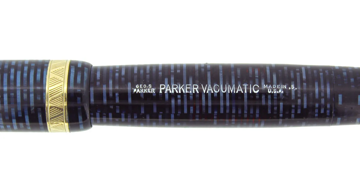 1945 PARKER AZURE PEARL VACUMATIC MAJOR FOUNTAIN PEN GORGEOUS COLOR RESTORED