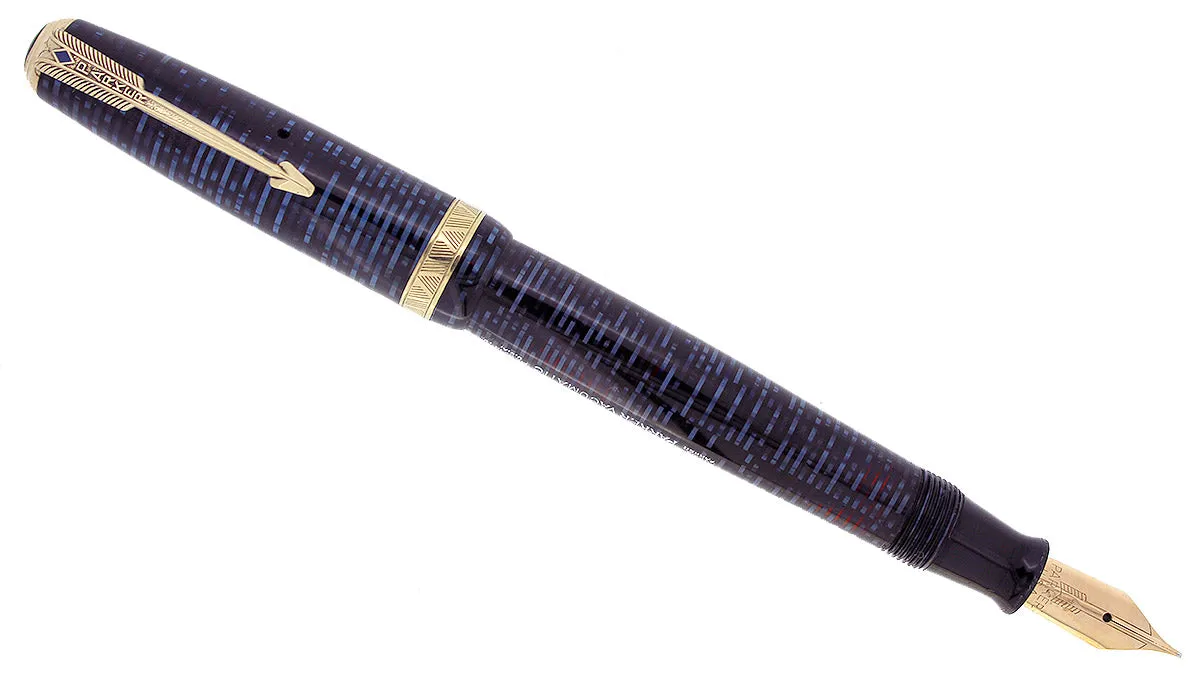 1945 PARKER AZURE PEARL VACUMATIC MAJOR FOUNTAIN PEN GORGEOUS COLOR RESTORED