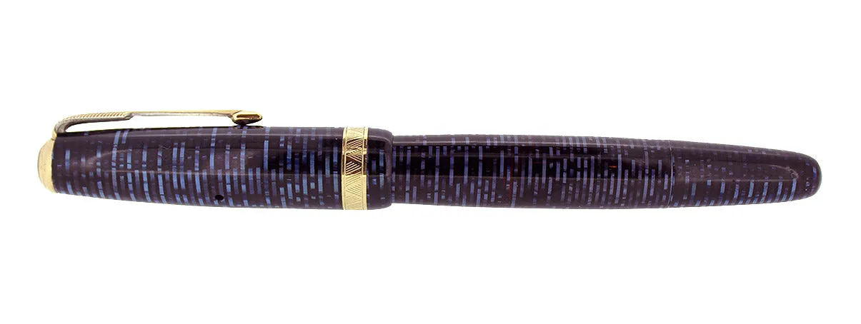 1945 PARKER AZURE PEARL VACUMATIC MAJOR FOUNTAIN PEN GORGEOUS COLOR RESTORED