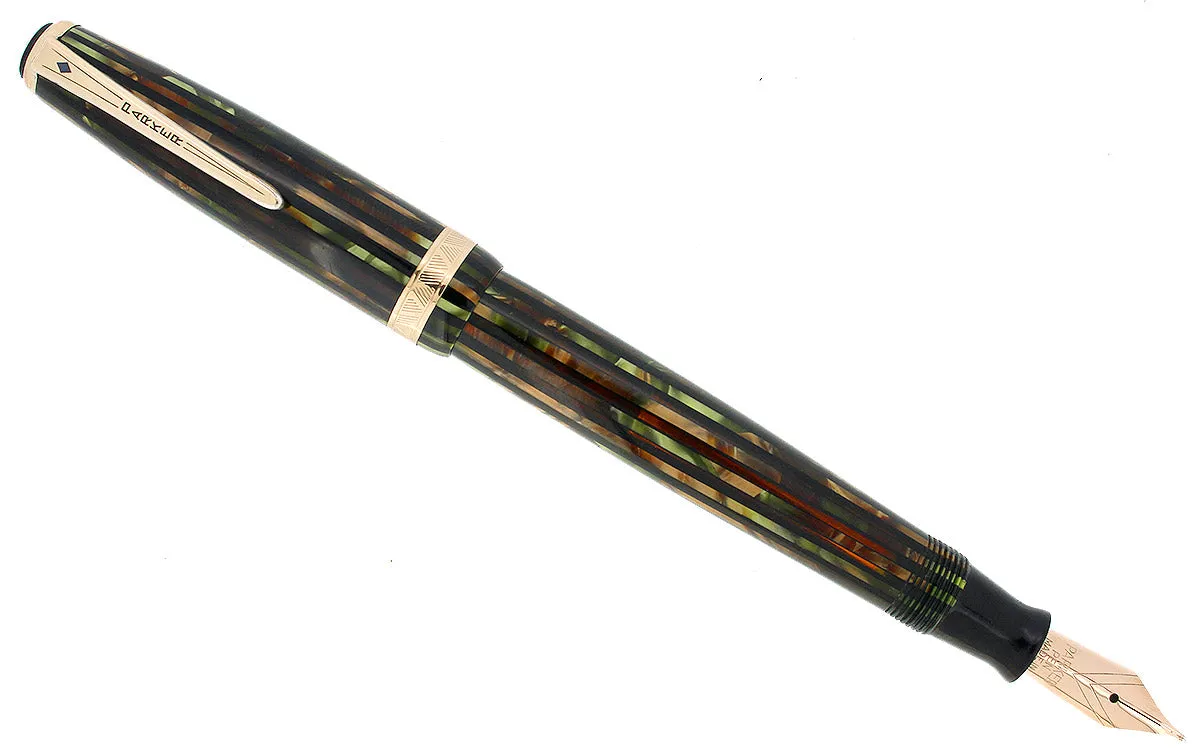 1945 PARKER SENIOR DUOFOLD GREEN GOLD CELLULOID FOUNTAIN PEN RESTORED