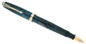 1946 PARKER AZURE PEARL VACUMATIC FOUNTAIN PEN MAJOR SIZE F-B FLEX NIB RESTORED