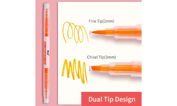 6 Colours Highlighter Pens Dual Tips