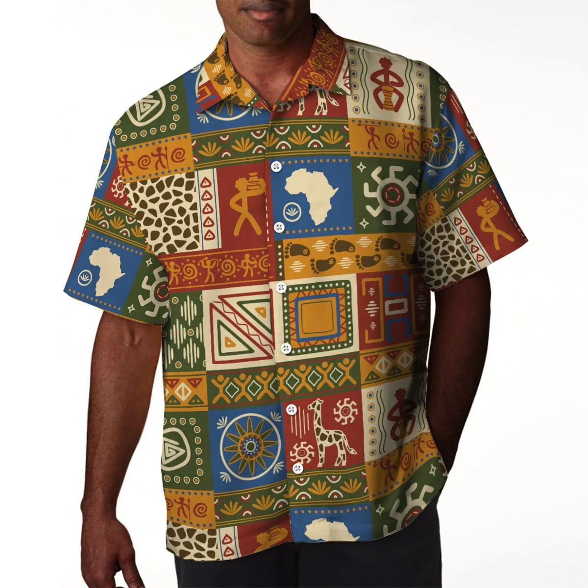 African Patterns Collage Hawaiian Shirt and Shorts Set