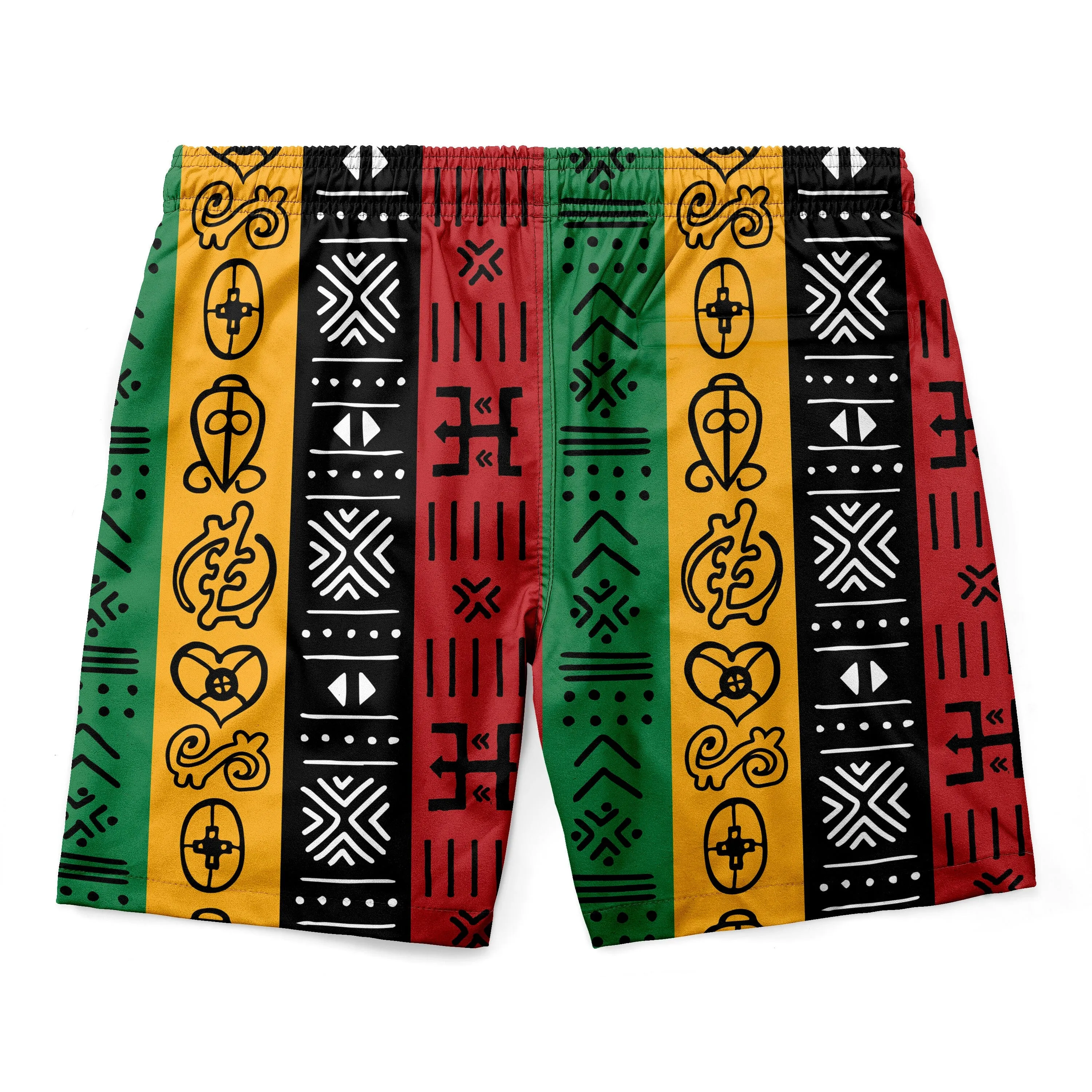 African Symbols in Pan African Colors Hawaiian Shirt and Shorts Set