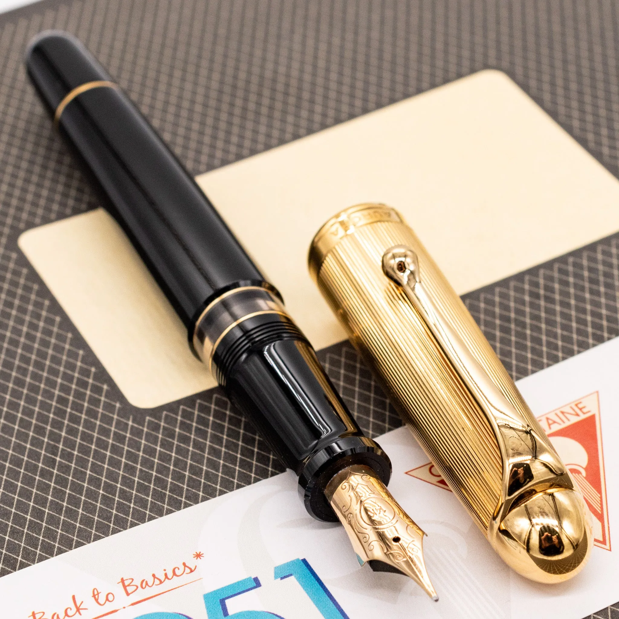 Aurora 88 Gold Pinstripe Cap Large Fountain Pen - Preowned