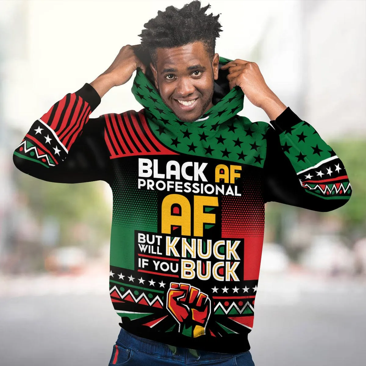 Black AF Professional AF But Will Knuck If You Buck All-over Hoodie