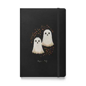 Boo Hardcover Notebook - with Elastic Closure & Ribbon Marker - Gothic Stationery with Cute Ghosts - Witchy Journal for School Office College & Uni