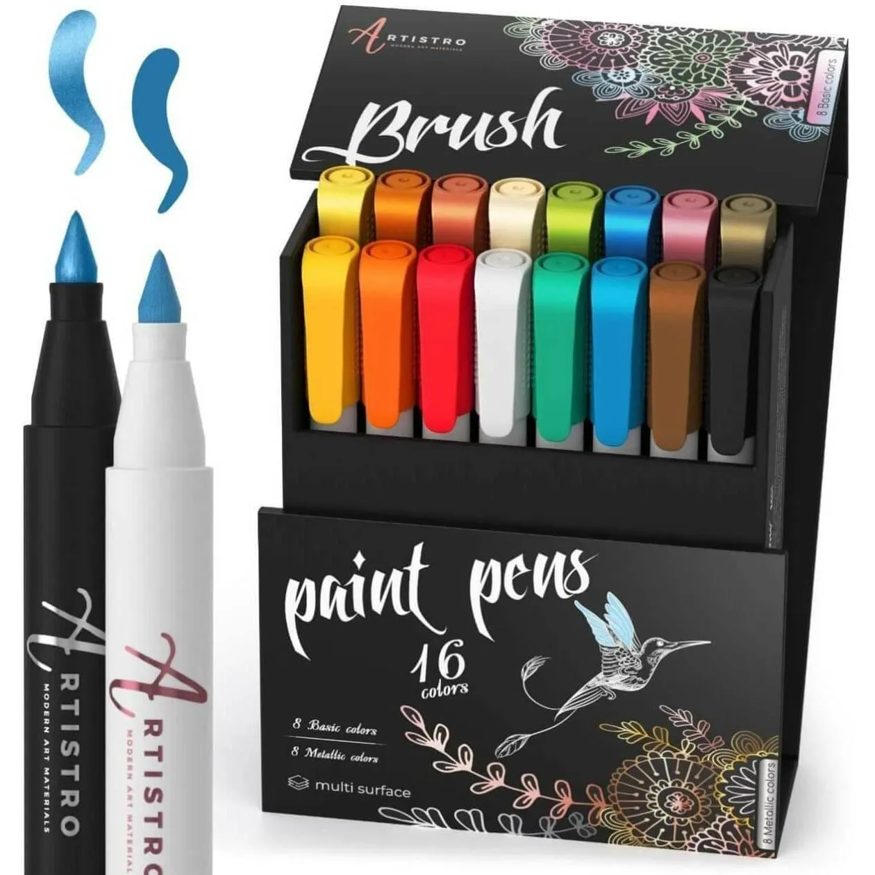 Brush tip paint markers - Set of 16 paint brush markers