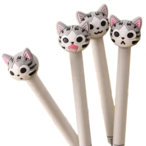 Cat Gel Pen - Grey - Set of 4