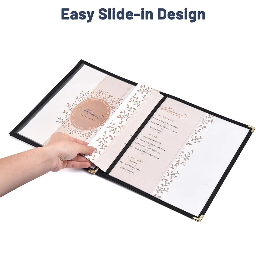 Clear Menu Covers 30ct/Pack 8.5x11 Triple Folder 6-View