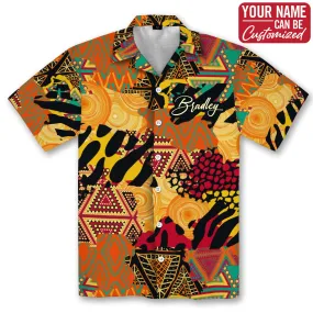 Colored African Patchwork Linen Hawaiian Shirt