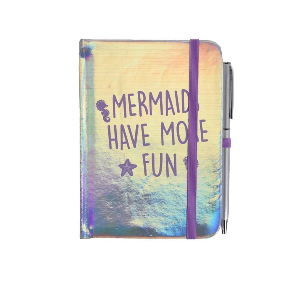 Mermaid Notebook with Elastic Band and Ballpoint Pen - A6