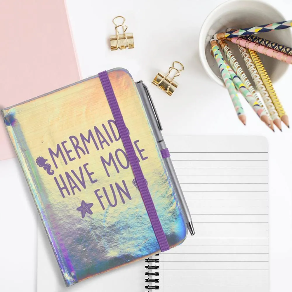 Mermaid Notebook with Elastic Band and Ballpoint Pen - A6