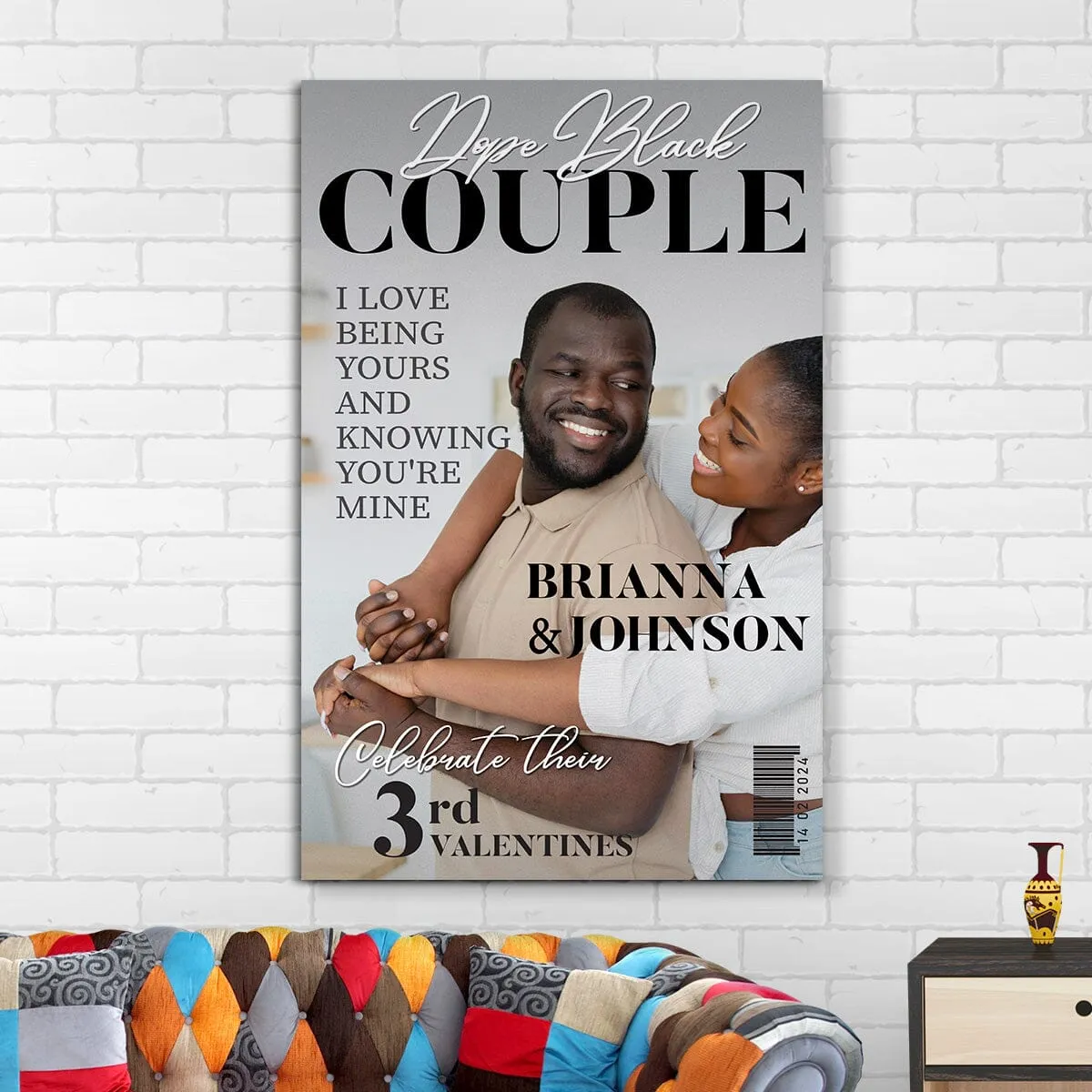 Personalized Dope Black Couple Magazine Cover Canvas