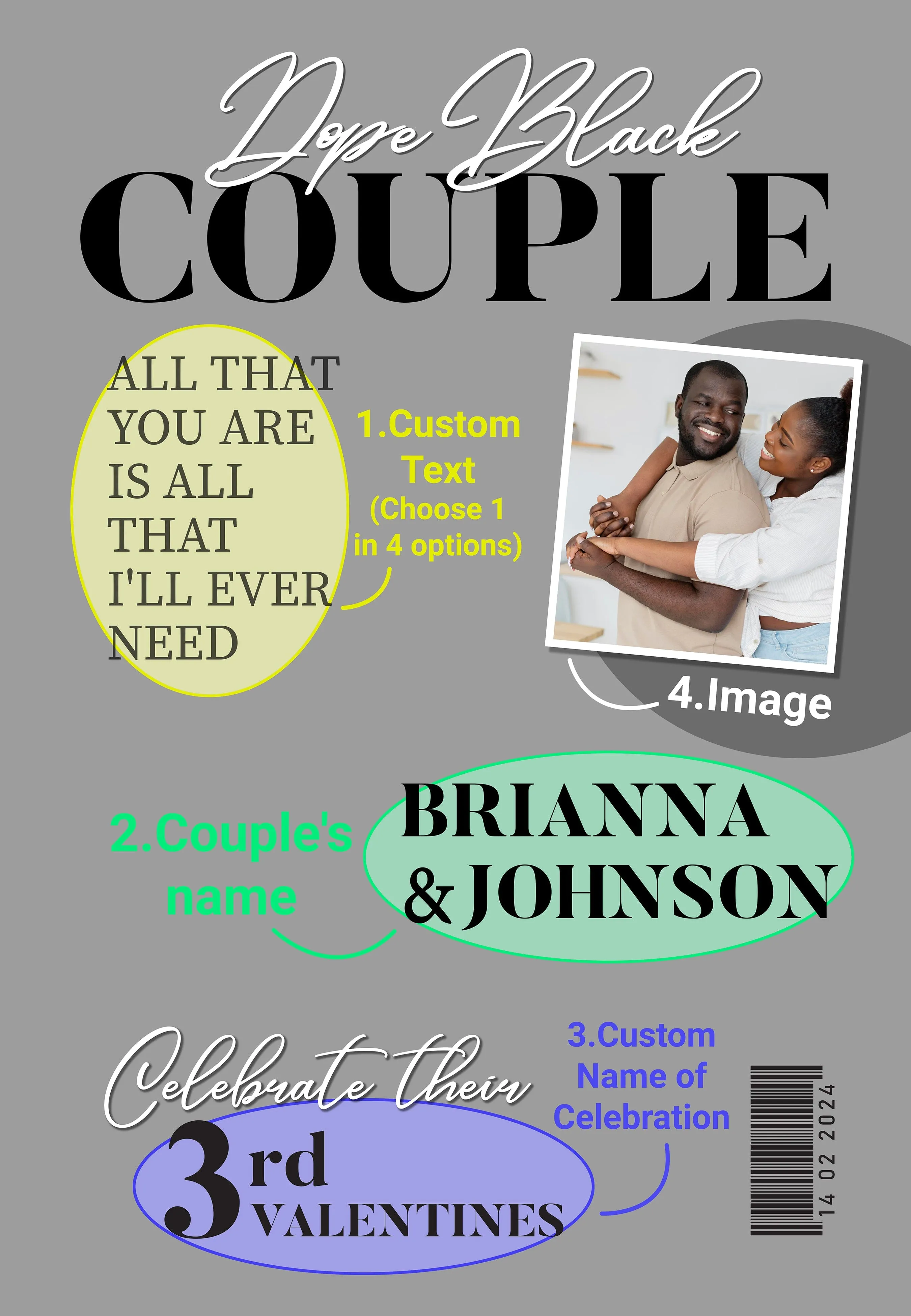 Personalized Dope Black Couple Magazine Cover Canvas