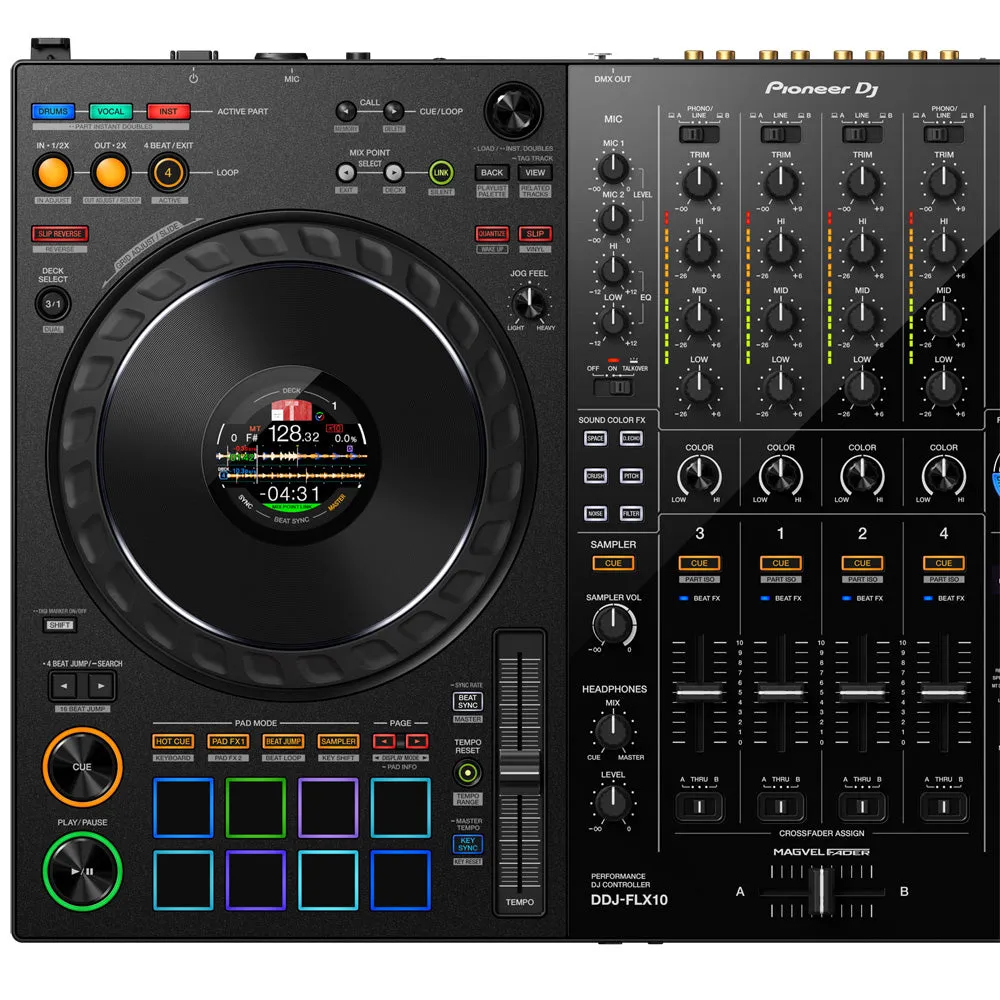 Pioneer DJ DDJ-FLX10 4-Channel DJ Controller for Rekordbox and SeratoDJ Pro