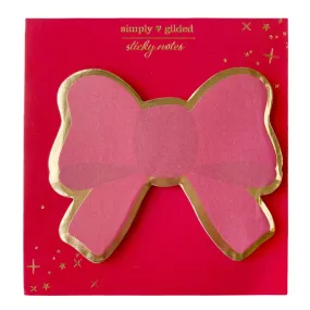 STICKY NOTES - RED Bow   light gold foil (die-cut) - Restock